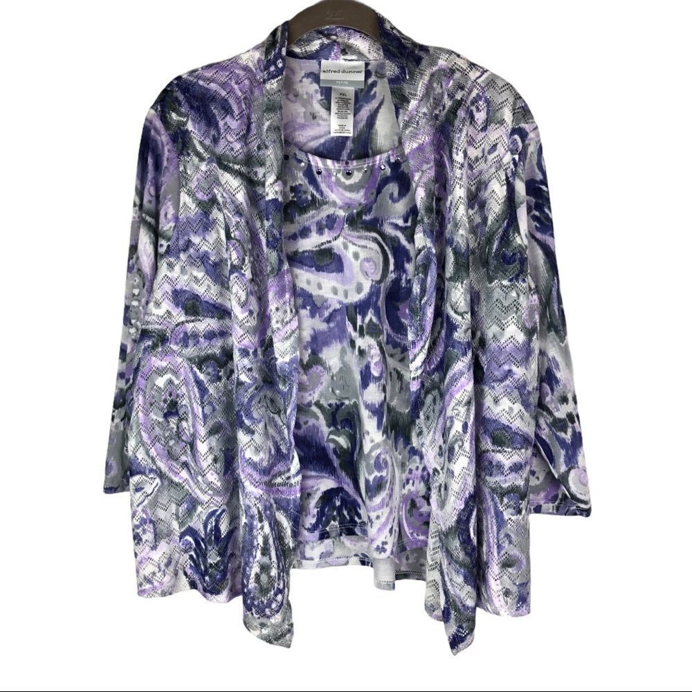 Alfred Dunner 2-piece Attached Tank and Open Front Cover Womens Size Petite XL